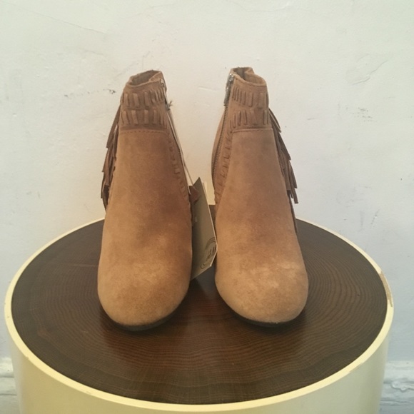 Western-style Fringe Tassels Tan Suede Ankle Boots - Picture 2 of 7